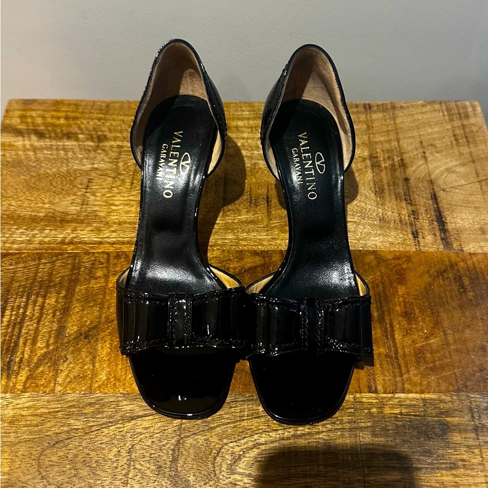Valentino d'Orsay black Leather Bow Pump - Picture 1 of 6